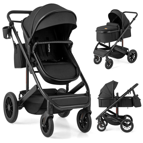 3-in-1 Folding Convertible Newborn Stroller with Detachable Bassinet