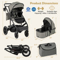 3-in-1 Folding Convertible Newborn Stroller with Detachable Bassinet